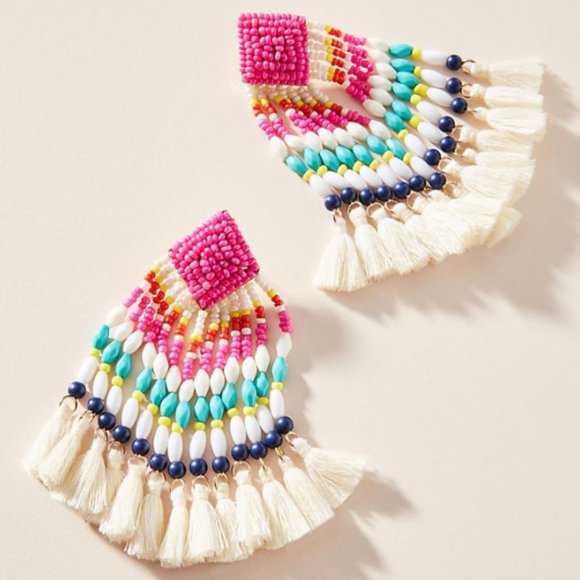 Anthropologie Jewelry - NWT Anthro BaubleBar Rosa Fringed Drop Earrings